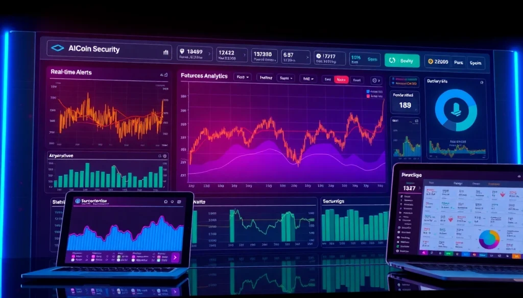 Visual of AICoin's real-time crypto trading platform featuring live charts and secure digital asset monitoring for traders.