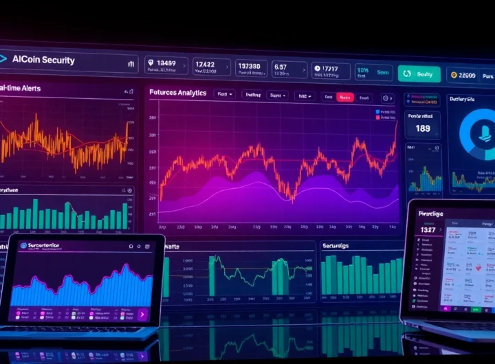 Visual of AICoin's real-time crypto trading platform featuring live charts and secure digital asset monitoring for traders.