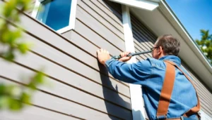Experienced siding contractor applying high-quality siding to a home exterior, enhancing curb appeal dramatically.