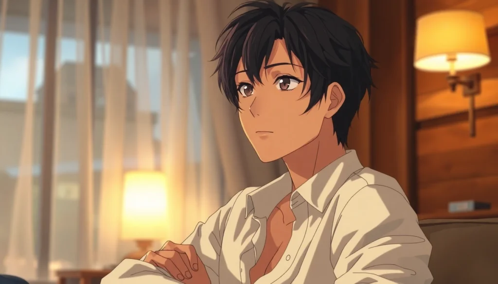 Hyper-realistic ai porn generator visual of an animated adult character in a sensual pose with detailed textures and warm lighting.