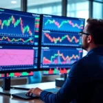 Trading view platform displaying detailed financial charts and trading data for traders